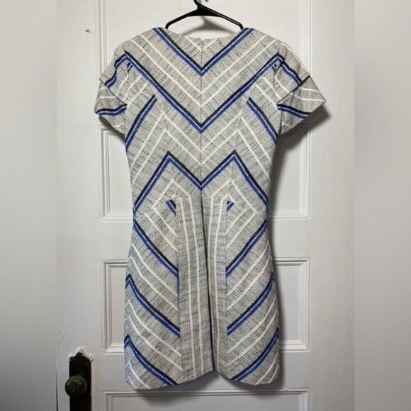 Rebecca Minkoff | Katya Tweed Pattern Mini Sheath Dress Gray/Blue Sz 2 XS - Picture 9 of 12